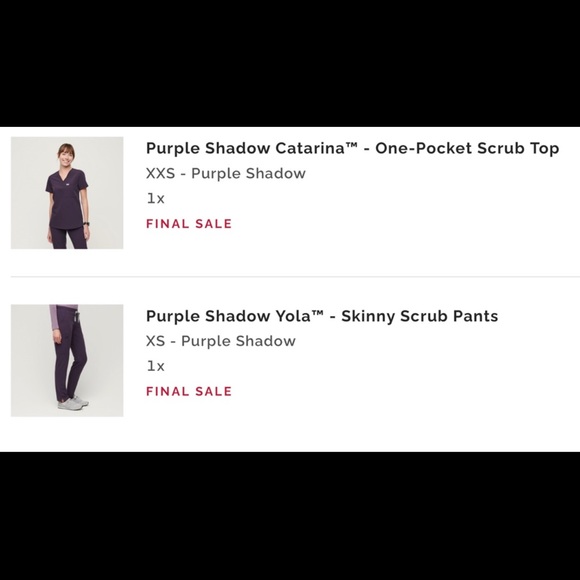 PURPLE SHADOW FIGS SET - Catarina top XXS and Yola pants XS - Picture 3 of 6